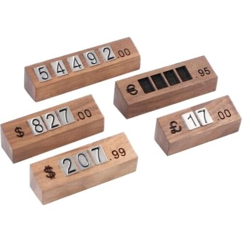 Wooden Cubes Price Display Tags Adjustable Number Stand Frame Label for Retailing Shop