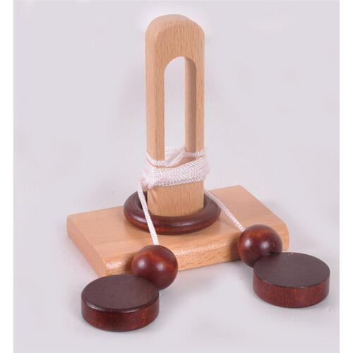 Childrens Wooden 3D Puzzle ToyKong Ming Lock Topology Toy Stringing Untie The Rope Gifts Intelligent Loop Puzzle