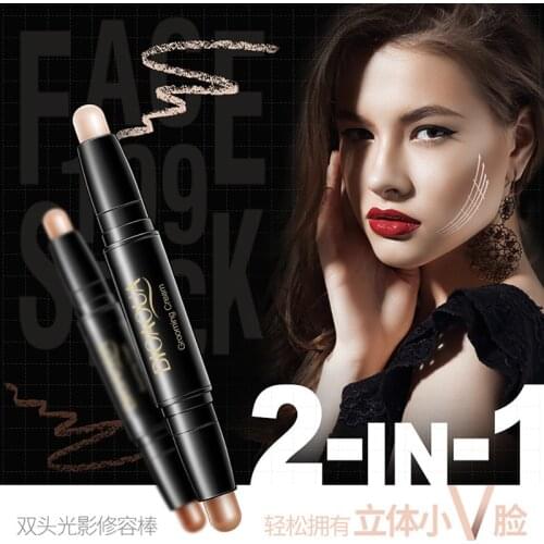Bioaqua Shadow Highlight Double-headed Contouring Stick Brighten The Complexion Long-lasting Makeup Stereo Concealer Pen 3.6g