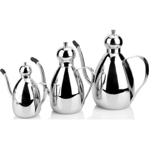 Stainless Steel Drum Type Oil Can Capped Pot Bottle Soy Sauce Oil Pot Leakproof Seasoning Container Kitchen Storage Cooking Tool