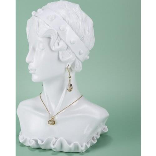 In Stock Gem Lightbox Spectacles Luxurious Beautiful Girl Resin Model Earrings Necklace Jewellery Stand Necklace Display Holder