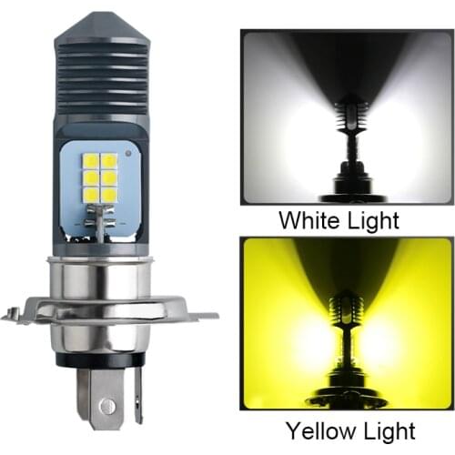 H4 BA20D Motorcycle Headlight Bulbs LED 6000k Hi/lo Beam 3030 12SMD Moto LED Scooter ATV Accessories Fog Lamp Yellow White 12V