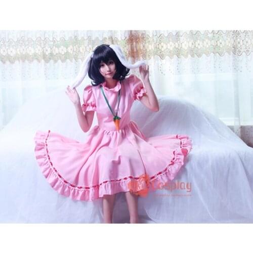 Harajuku Anime TouHou Project cosplay Inaba Tei cartoon Halloween party Rabbit dress costumes dress+tail+ears+Ornaments carrots