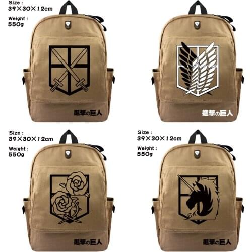 Attack on Titan Canvas Student Backpack Casual Rucksack Zip Shoulder Bag Fashion Teenger School Bag Laptop Boys Girls Travel