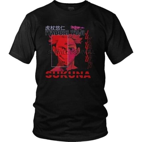 Jujutsu Kaisen Ryomen Sukuna T-shirt Mens Harajuku T Shirt Short Sleeve Cotton Yuji Itadori Tshirt Urban Tee Top