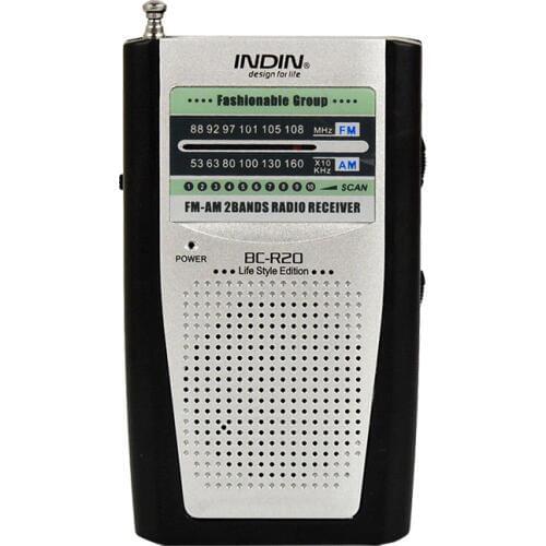 Handheld Digital Universal BC-R20 Pocket Radio Telescopic Antenna Mini AM/FM Radio Receiver with Speaker With Headphone Jack