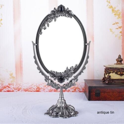 European-style Classic Table Makeup Mirror dresser Mirror with 360 degree rotating with Stand for Tabletop Bedroom Decoration