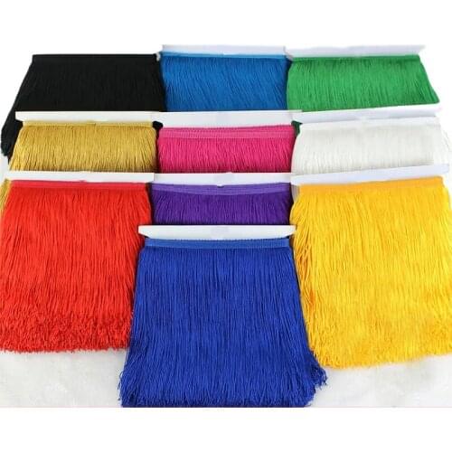 Beautiful 10 Yards/lot Lace Trim Fringe Tassels DIY 25cm Wide Clothing Latin Dress Lace Ribbon