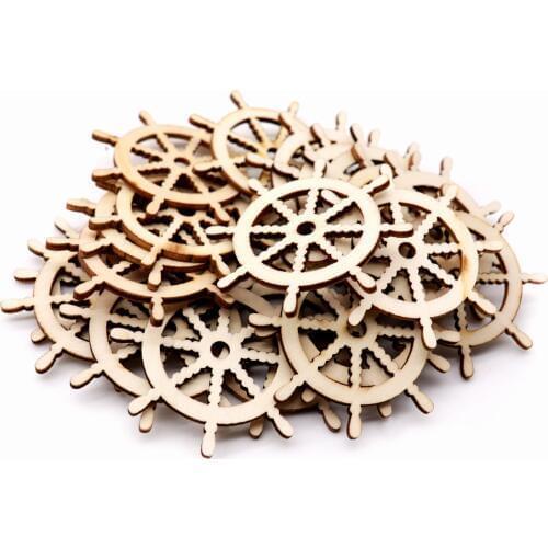 Creative 10pcs Anchor Rudder Wooden Decor for Wedding Birthday Party Decor Home DIY Wooden Ornaments Arts Crafts Accessories