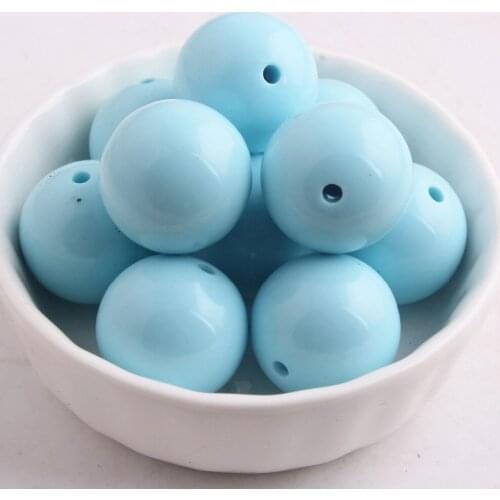 Kwoi vita Wholesales New mint blue Color Chunky 20MM 100pcs Acrylic Solid Bubble Gumball Beads for Kids Necklace