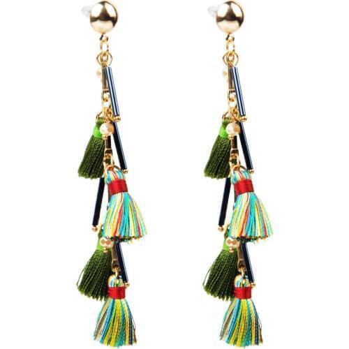 LFPU Fashion Long Tassel Earrings Boho Bohemian Drop Wedding Earrings Jewelry Women Girl Best Gift
