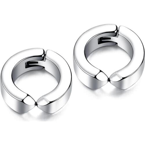 Fashion clip earrings mens stainless steel round earring jewelry
