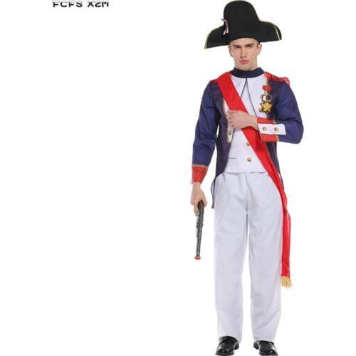 Men Napoleon Cosplays Warrior soldier Musketeers infantry officer suit Halloween costumes Carnival Purim Masquerade party dress