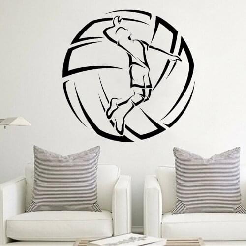 Volleyball Player Wall Stickers Gymnasium Teen Room Decoration Ball Sport Vinyl Living Room Interior Modern Wall Decal Z111
