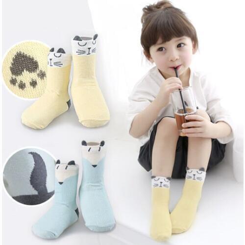 Newborn Baby Socks Fox Anti Slip Girls Boys Kids Animal Socks Cotton Leg Warmers with Rubber Hosiery Foot Wear Cute Funny Brand