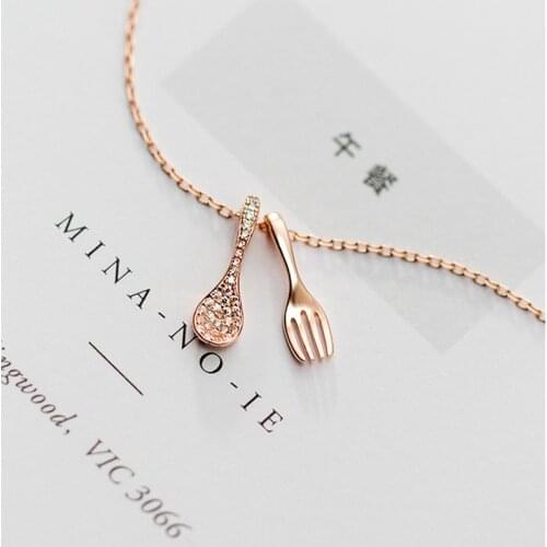 2021 New Creative Soup Spoon Necklace For Women Fashion Zircon Small Fresh Short Clavicle Chain Women Necklaces Gift Jewelry
