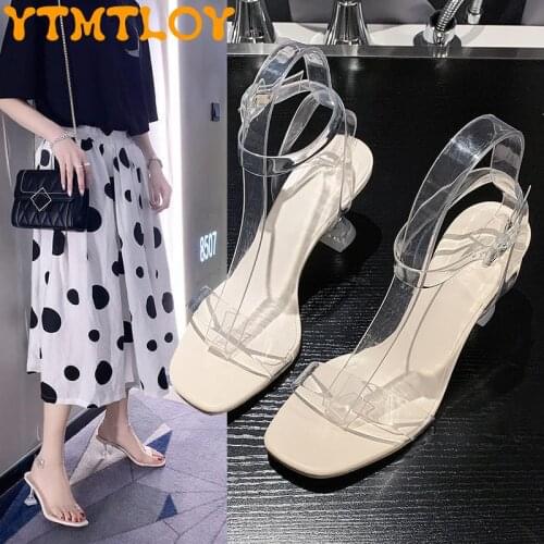 Transparent High-heeled Sandals Female Fairy Style Fashion All-match Stiletto With Open Toe Womens Shoes 2021 New Summer