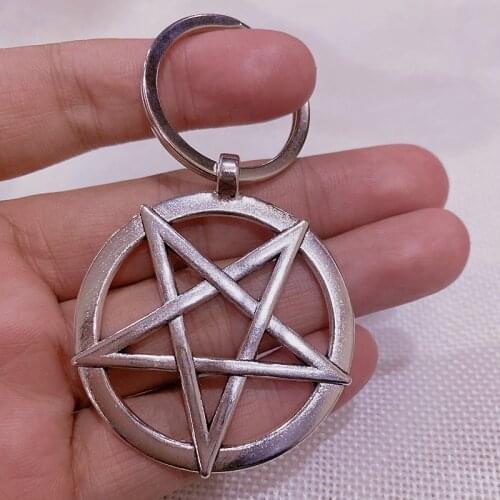 Inverted Pentagram Pendant Satanic Symbol Down Pentagram Keychain Amulet Jewelry