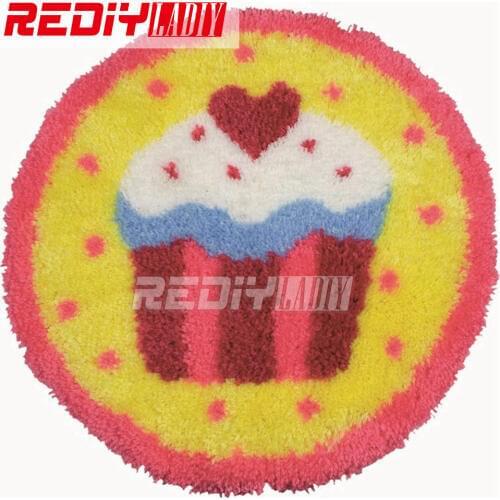 DIY Carpet Rug Icecream Latch Hook Rug Kits Crocheting Tapestry Pre-Printed Canvas Cushion Set for Embroidery Unfinished Crafts