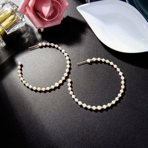 Kissme Unique Baroque Cultured Pearl Hoop Earrings For Women Gold Color Brass Small Fresh Water Pearl Earrings Fashion Jewelry