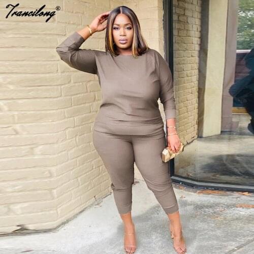Summer Full Sleeve Sweatpants Women Outfit Oversize Soild O Neck Pullover Casual 2 Piece Suit Sweatshirt Knitted Loose Tracksuit