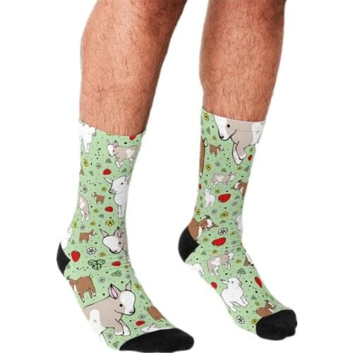 2021 Funny Mens socks cute Goats Grassland Pattern Printed hip hop Men Happy Socks cute boys street style Crazy Socks for men