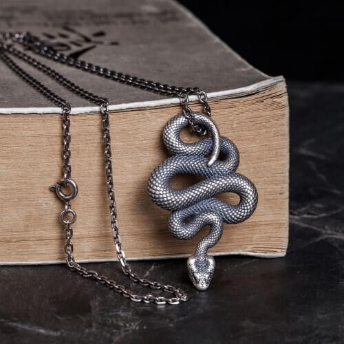Zavorohin Personalized Gothic Punk Animal Snake 925 Sterling Silver Necklace Choker Charm Jewelry For Women Men Allergy Free