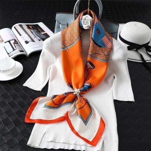 90*90cm Silk Scarf Women Summer Spring Girl Scarves Bandana Horse Carriage Square Hijab Brand Design