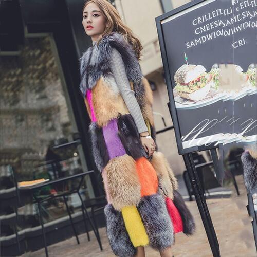 LVCHI 2019 Sleeveless Mink Coats Womens With Fox Fur Collar Real Fur Fox&Wool Leather Fur Robe Femme coat Mink Coat