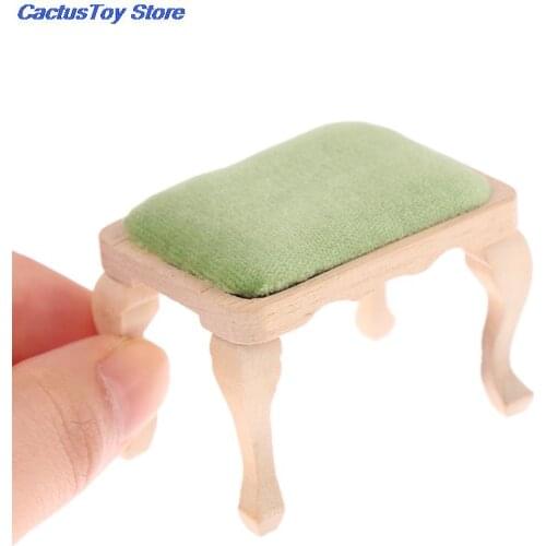 1/12 Dollhouse Mini Wooden Stool Simulation Chair Furniture Model Toys for Doll House Decoration Miniature Accessories