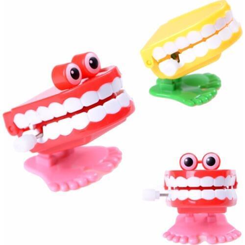 1pcs Cute Spring Dental Tooth Wind-up Toy Dentist Walking Babbling Teeth Clockwork Toys Random for Kids Animal Gift PVC