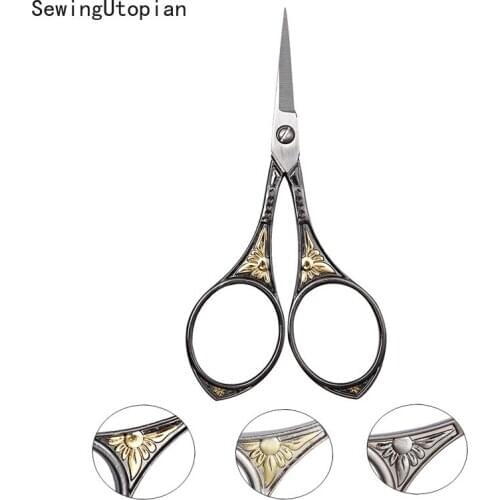 115mm Pointed Tip Cross Stitch Dressmaking Vintage Antique Sewing Tailor Scissor Handicraft DIY Household Fabric Cut Trim Shear