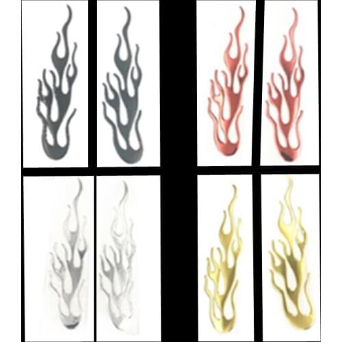 2X Car Auto 3D Flame Fire Sticker Badge Soft PVC Reflective Stickers Decals For Harley Yamaha Suzuki Kawasaki Honda