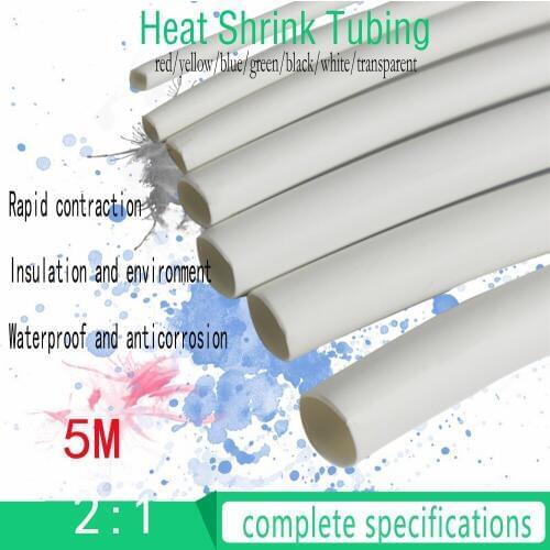 5M 8.0MM Heat Shrink Tubing Insulation Shrinkable Tube Assortment Electronic Polyolefin Ratio 2:1 Wrap Wire Cable Sleeve