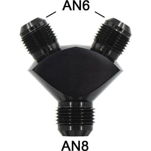 AN6 TO AN8 AN8 TO AN10 Aluminum Y Block Adapter Fittings Adaptor Black Y Type Oil Pipe Joint MYF-AN6AN8AN10