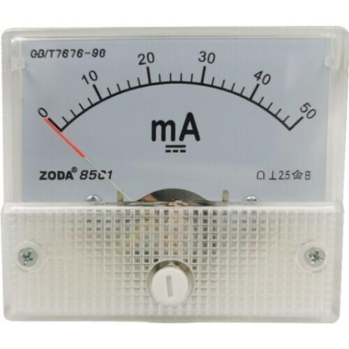 1PC 85C1-mA 30mA 50mA 200mA 50uA 500uA DC Direct Analog Meter Panel AMP Current Microammeter Gauge Pointer Milliammeter 64*56MM