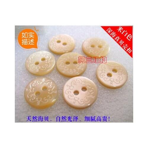 Free shipping 10pcs/lot 2-holes real shell buttons beige white silk knit shirt buttons 14mm