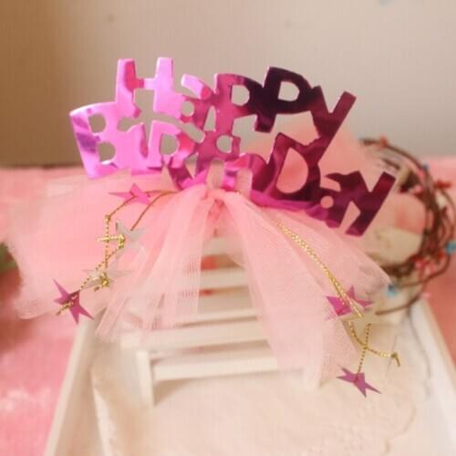 F27 Free shipping childrens hair accessories headband pink ribbon yarn hair bands handmade Christmas birthday gift