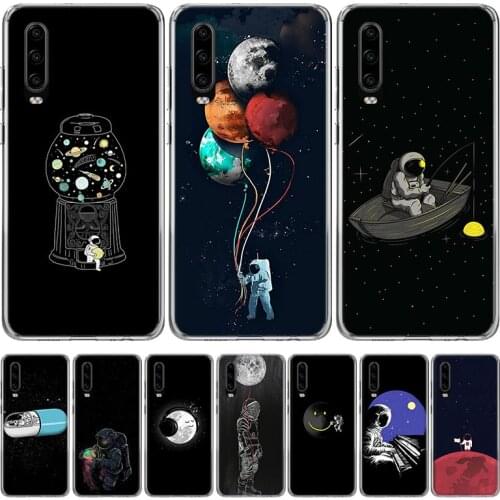 Cartoon Astronaut Space Phone Case for Huawei P30 P40 P20 P10 Mate 20 10 30 Lite Pro P Smart Z Plus + Art Luxury Cover Coque