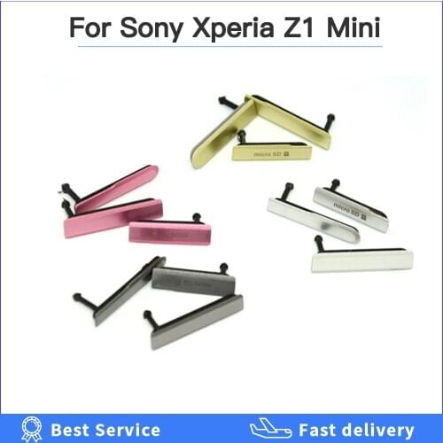 D5503 M51W For Sony Xperia Z1 Compact Mini USB Charging Port Dust Plug Cover + Micro SD Port + SIM Card Port Slot Back Cover