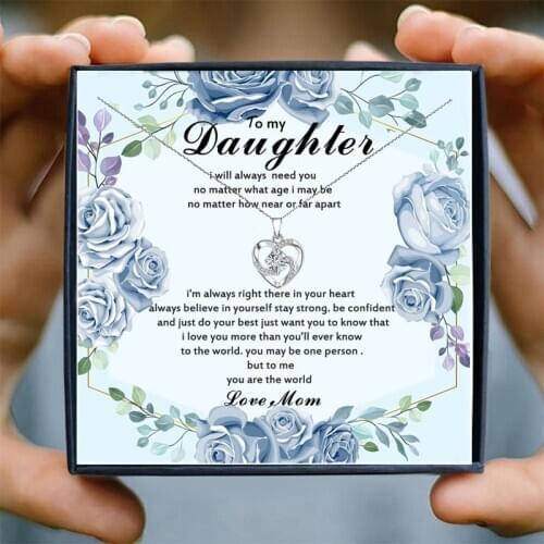 Daughter Mom Necklace Jewelry Gifts Crystal Pendant Necklace Women Necklaces Pendants Mother Graduation Gifts Birthday Presents