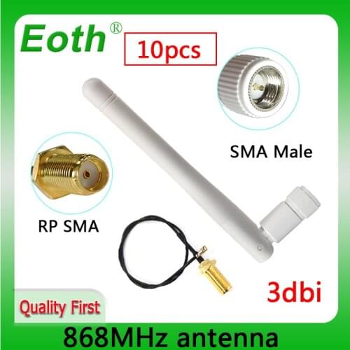 868MHz Antenna 915MHz 3dbi 10pcs SMA Male Connector GSM 915 MHz 868 MHz antena antenne waterproof 10cm RP-SMA/u.FL Pigtail Cable