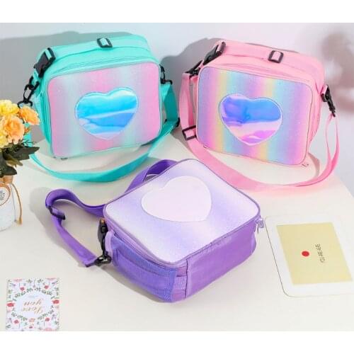 Holographic Lunch Bag Insulated Lunch Box Cooler Tote Bags Picnic Container Storage Organizer for Women Girl Office