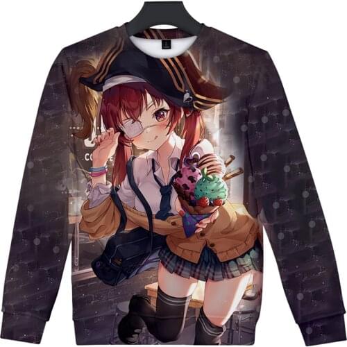 HOLOLIVE VTuber Houshou Marine 3D print autumn winter Holiday passionate style Men/Women casual Kawaii Style Round sweatshirt
