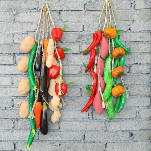 1pc Artificial fruits and vegetables Rattan Plastic cheap food props halloween decorations for home autumn decoration