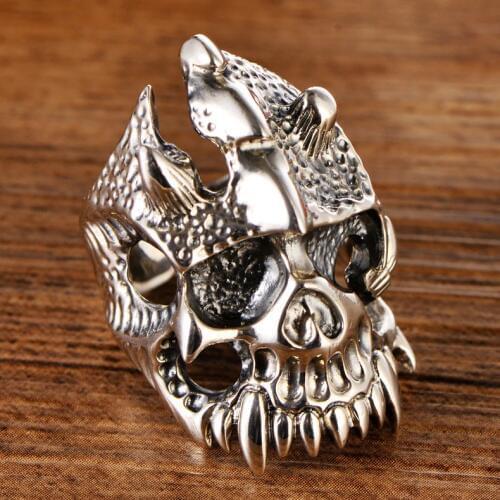 S925 Silver Domineering Orc Ring, Thai Silver Retro Mens Ring Silver Jewelry Mens Ring