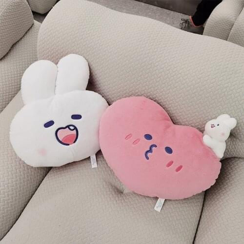 Ins Soft Plush Animals Pillow Toys Stuffed Cartoon White Rabbit Pillow Pink Peach Plush Doll Sofa Chair Cushion Baby Girl Gift