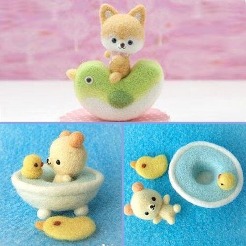 Non-Finished Easy DIY Cute Animal Dog duck Chick Toy Doll Wool Felt Poked Kitting Non-Finished Handcarft Wool Felting Material