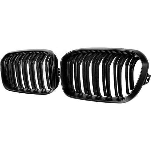 For BMW 1 Series LCI F20 F21 2015+ Front Kidney Dual Slat Gloss Black Grille M PERFORMANCE M140i/M2 Look