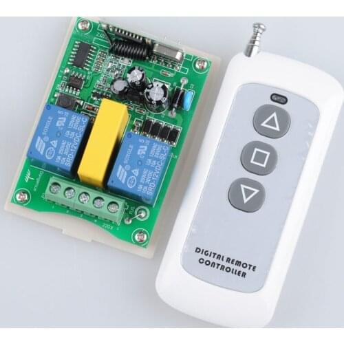 AC 220V 10A Wireless Remote Control Motor Switch 2CH Receiver + 200M White Transmitter For Motor Projection Screen
